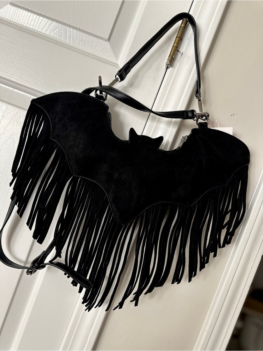 NWT Betsey Johnson Viral Bat Fringe Heart Crossbody Bag Suede RARE Spooky Season